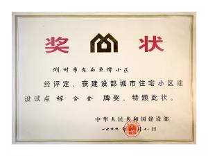 全國城市住宅小區(qū)建設(shè)試點綜合金牌獎——東白魚潭小區(qū)